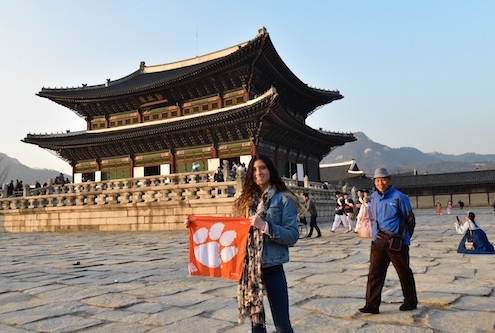 South Korea: Gina Gennaro \u201916 traveled to Seoul to visit her friend who teaches English there. \u201cDuring the week, while [my friend] was at work, I solo traveled around the city to visit all the palaces and temples and shrines. [Gyeongbokgung] Palace was the biggest and my favorite.\u201d